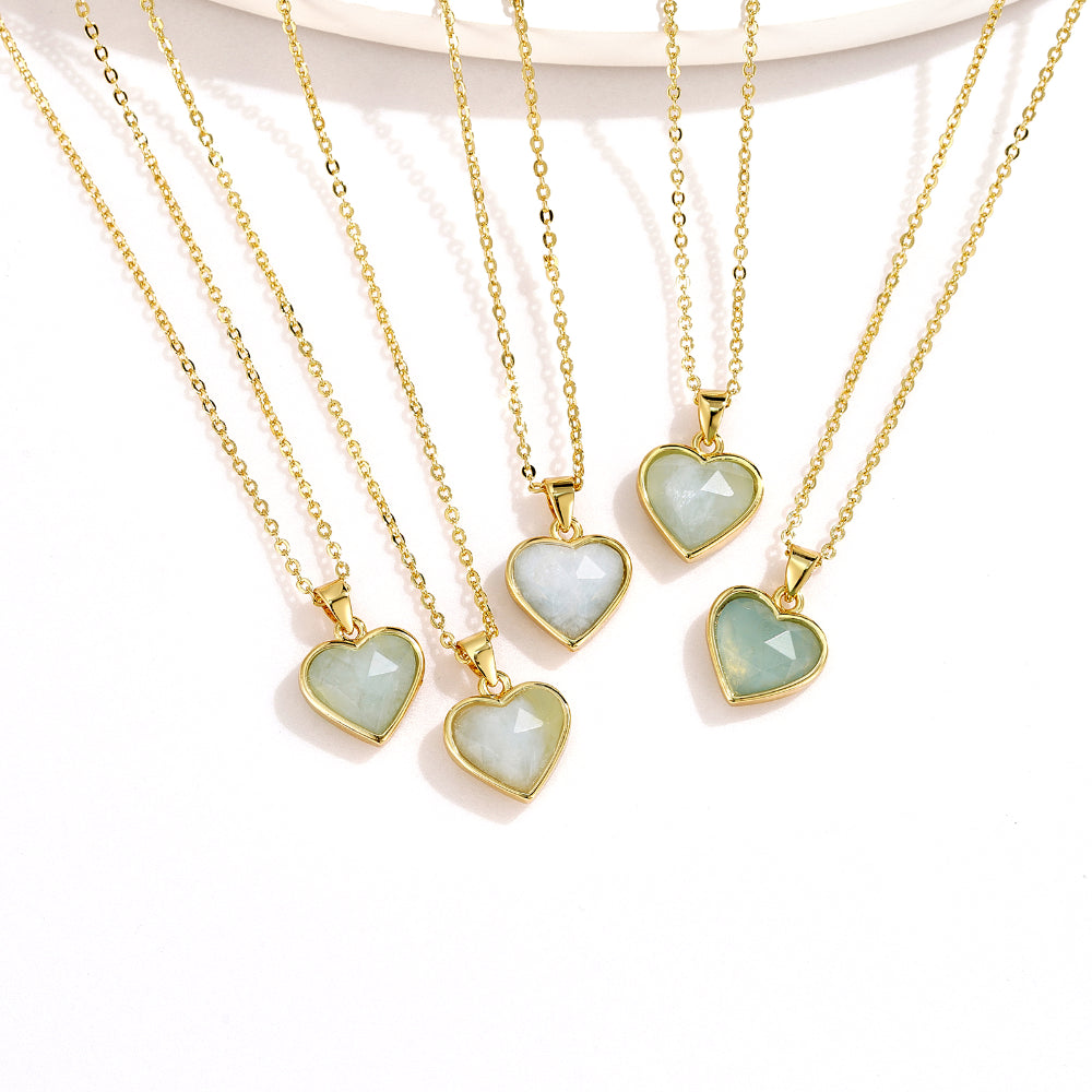 Natural Stone Heart Pendant Necklace