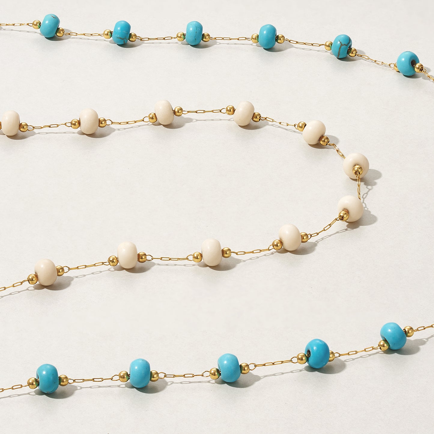 KissYan 14K Gold Plated Turquoise Beaded Boho Layered Choker