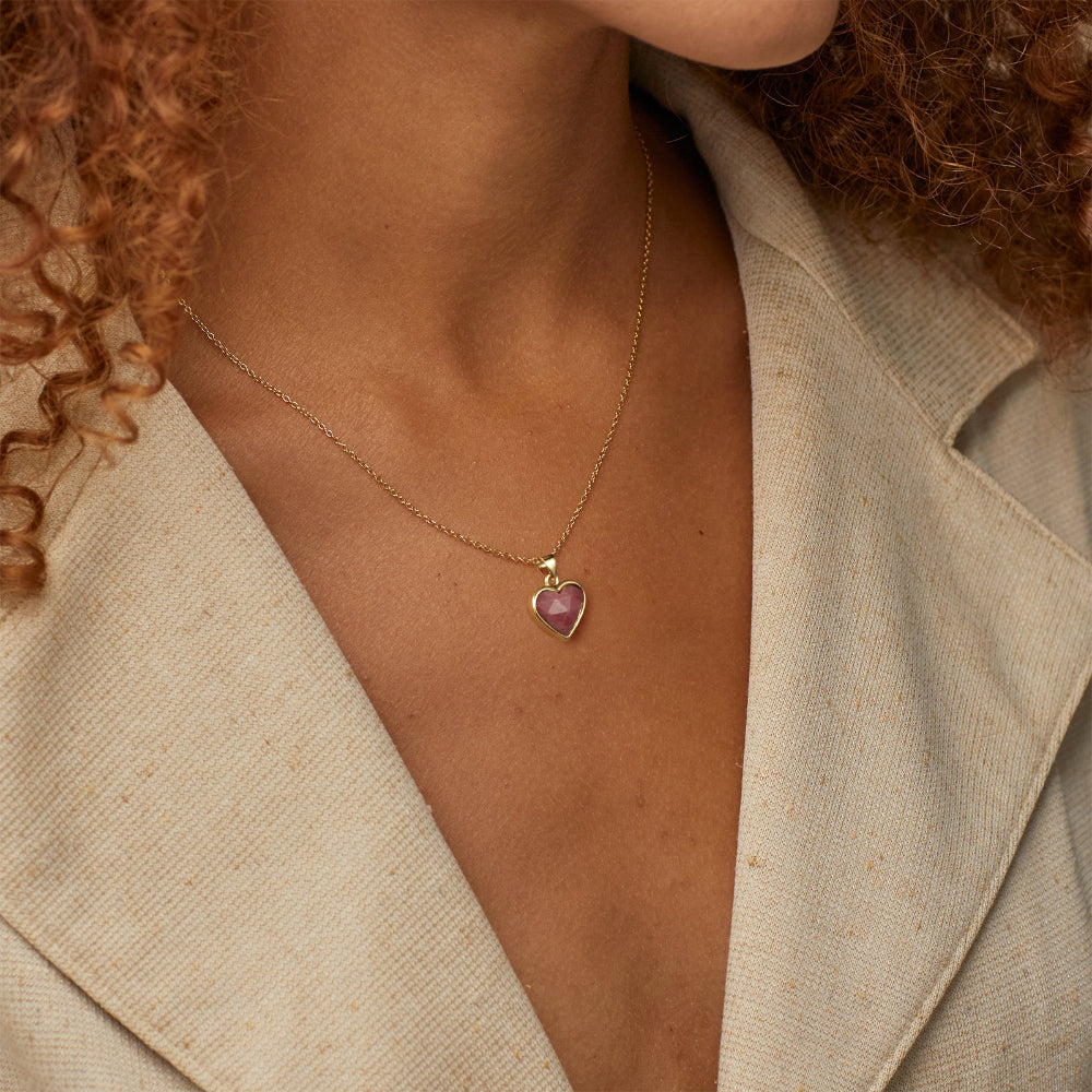 Natural Rhodochrosite Heart Crystal Pendant Necklace
