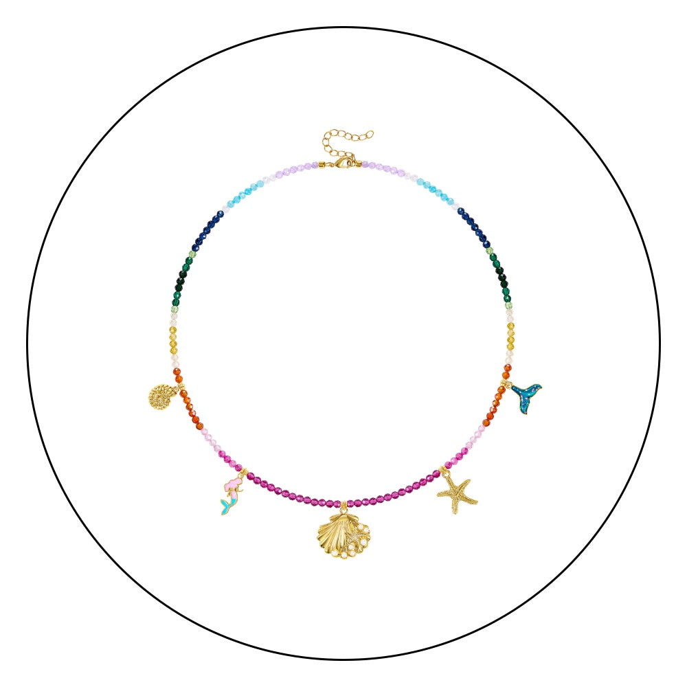 KissYan Beaded Necklace Beach Shell Star Starfish Mermaid