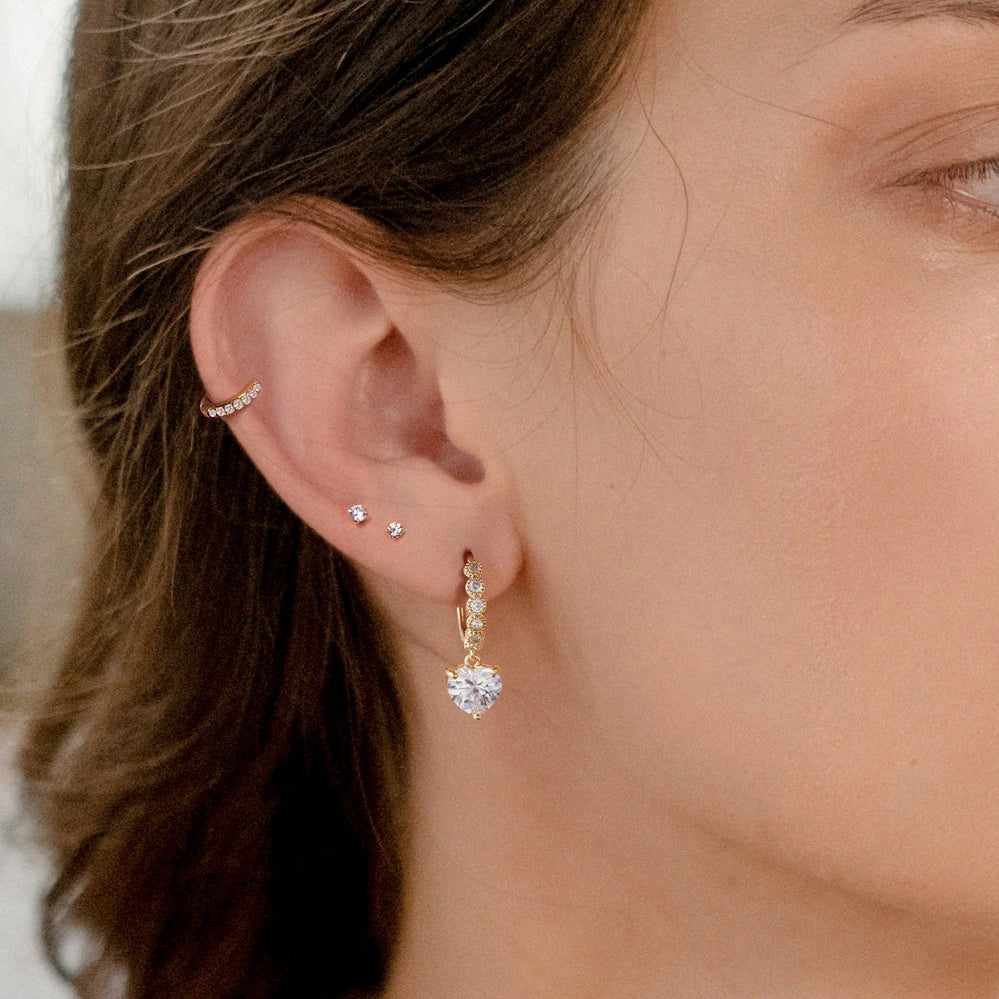 Elegant Love Hoop Dangle Drop Earrings in 14K Gold