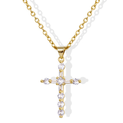 KissYan Cross Necklace Cubic Zirconia Faith Pendant