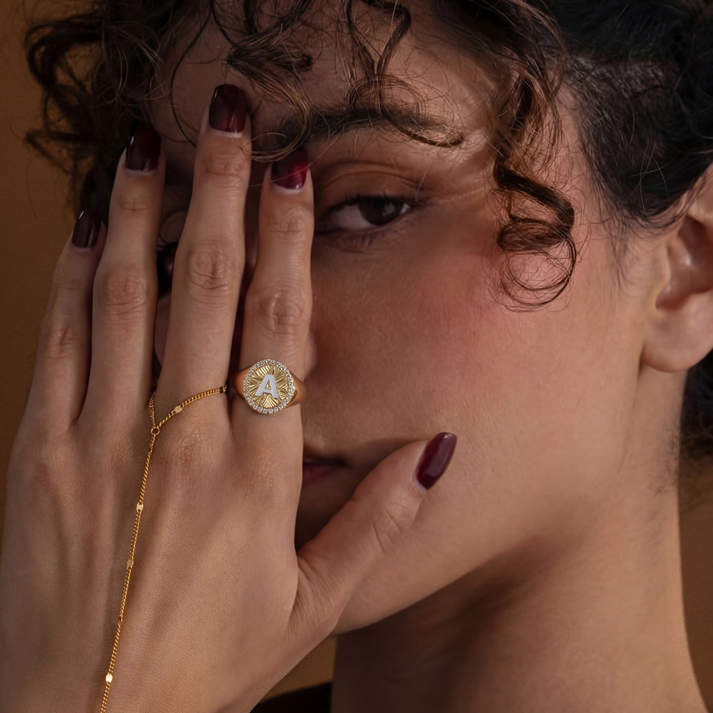 KissYan 14k Gold Plate Initial  Adjustable Letter Ring