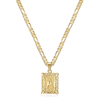 14k Gold Plated Initial Letter Pendant Necklace for Men Women