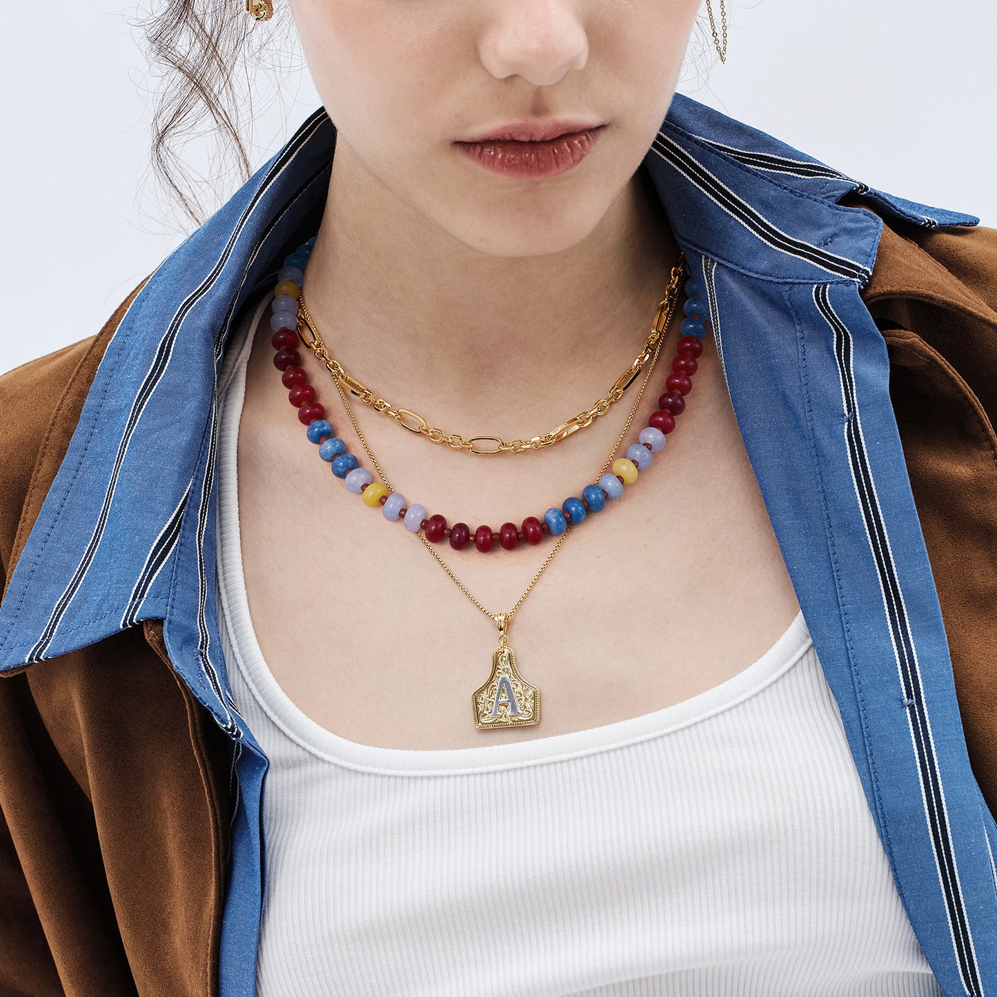 KissYan Colorful Gemstone Bead Boho Choker Natural Stone Necklaces