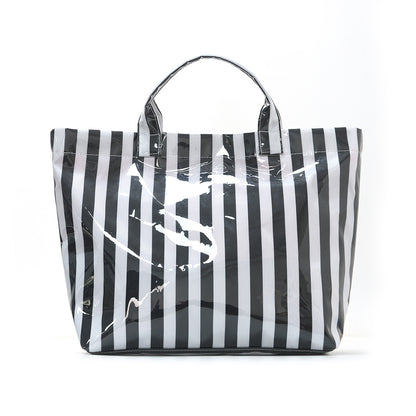 Striped Tote Bag – Lightweight Large-Capacity Handbag for Commuting & Travel