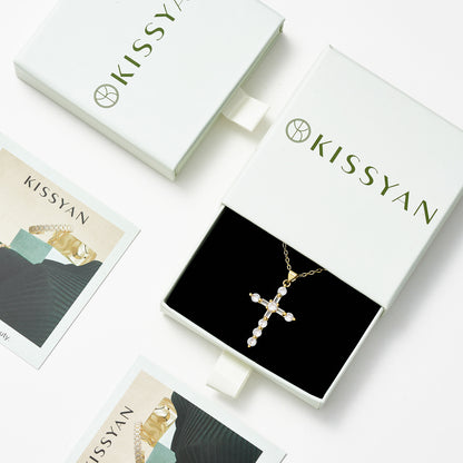 KissYan Cross Necklace Cubic Zirconia Faith Pendant