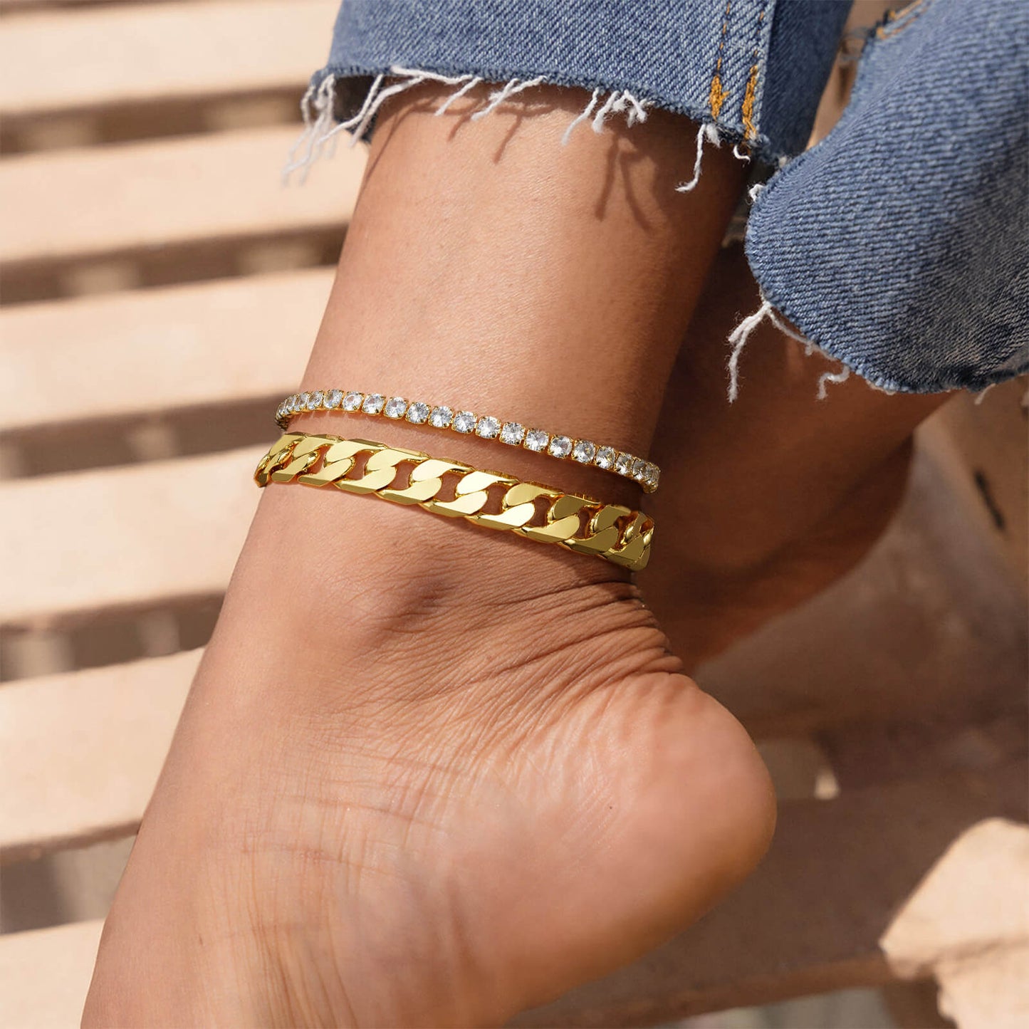 KissYan Gold Ankle Bracelets for Women,Chunky Cuban Link Chain Summer Beach Foot Jewelry