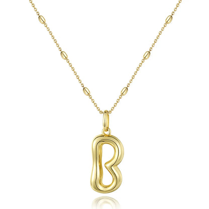 KissYan Bubble Letter Necklace,14K Gold Plated Balloon Initial Pendant with Bead Chain Dainty Jewelry Gift for Women