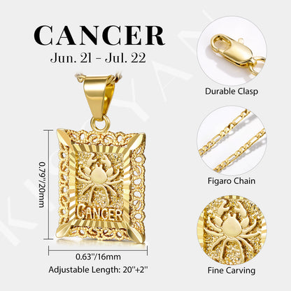 KissYan Zodiac Square Constellation Sign Pendant Necklace