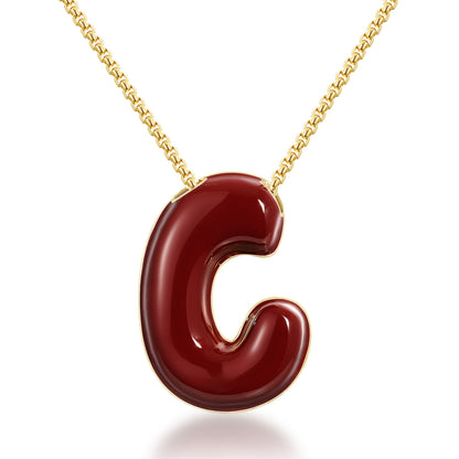 14K Gold Plated Enamel Initial Pendant Letter Necklace