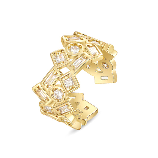 Adjustable Statement Irregular Geometric Diamond Chunky Finger Rings-Geometry