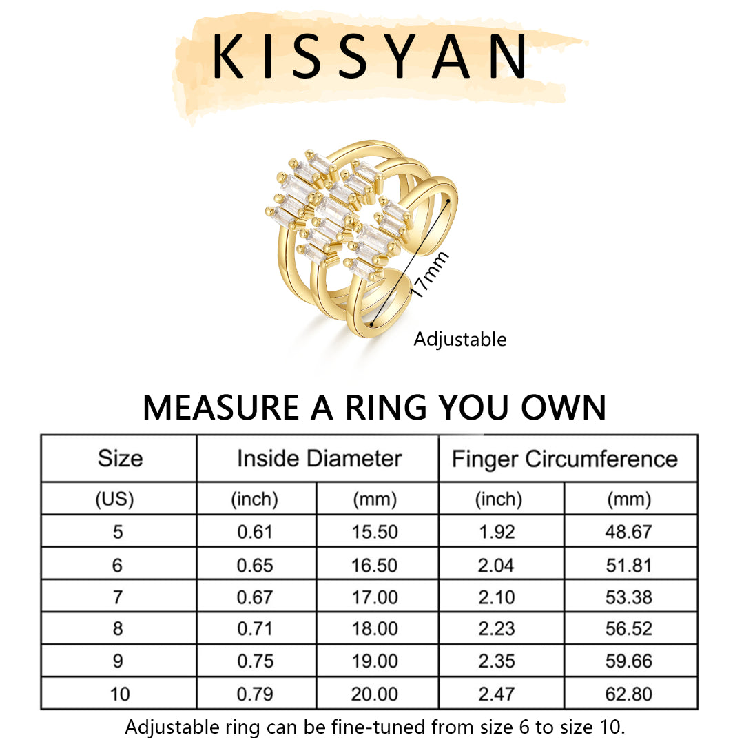 Adjustable Statement Irregular Geometric Diamond Chunky Finger Rings-Triple CZ