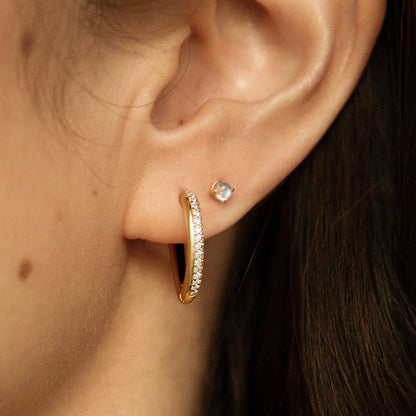 Black Enamel Heart-shaped Huggie Hoop Earrings
