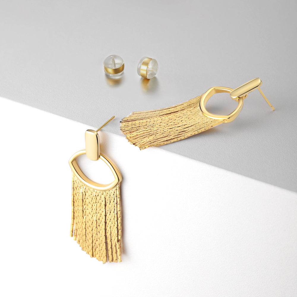 Tassel Dangle Earrings 14K Gold Plated