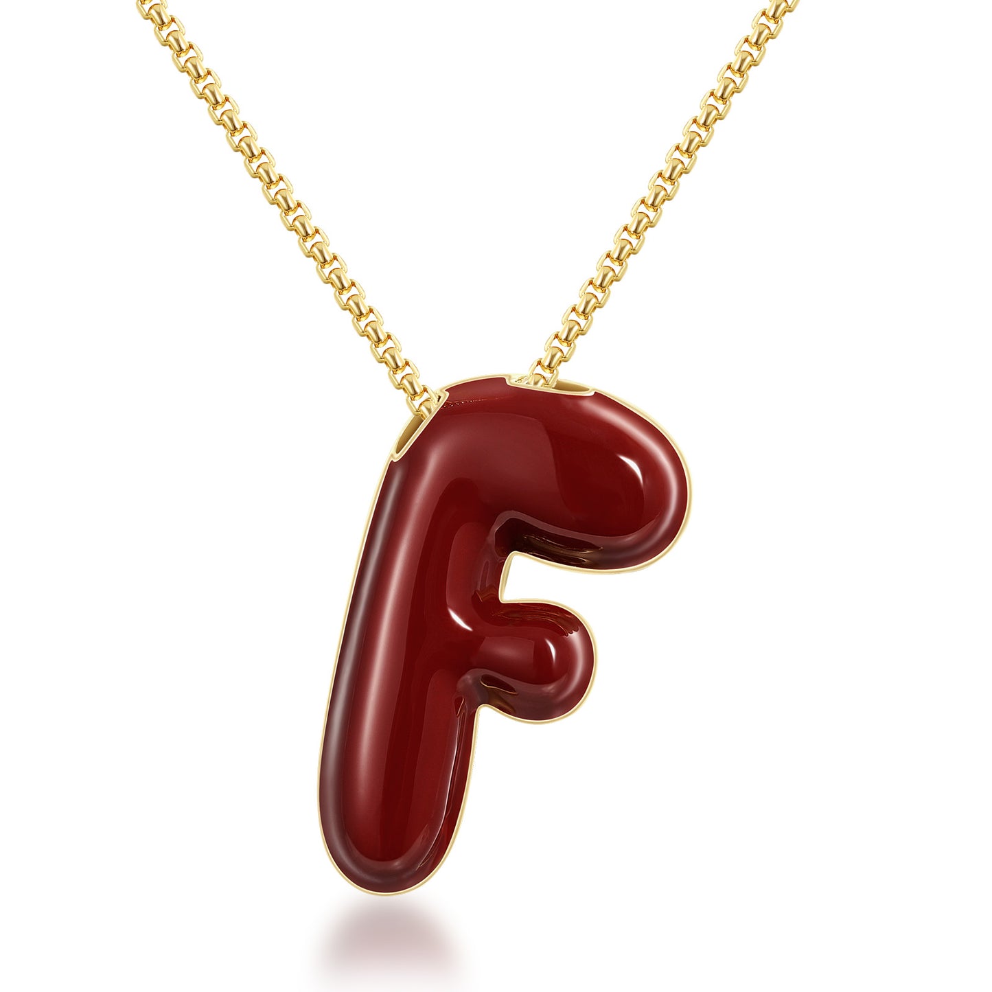 14K Gold Plated Enamel Initial Pendant Letter Necklace