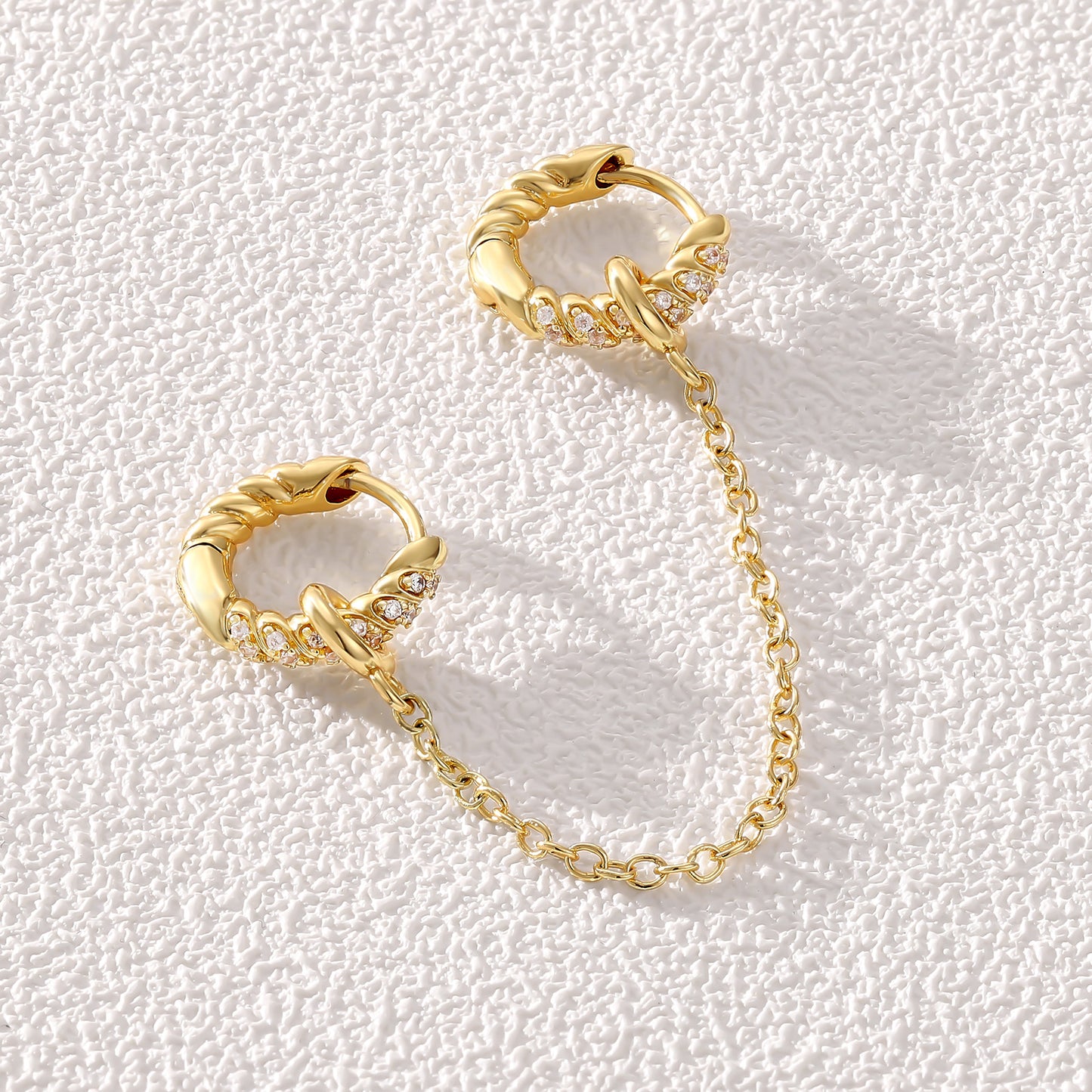 KissYan Single/Double Detachable Multi-Wear Huggie Hoop Chain Earrings