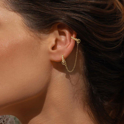 KissYan Single/Double Detachable Multi-Wear Huggie Hoop Chain Earrings