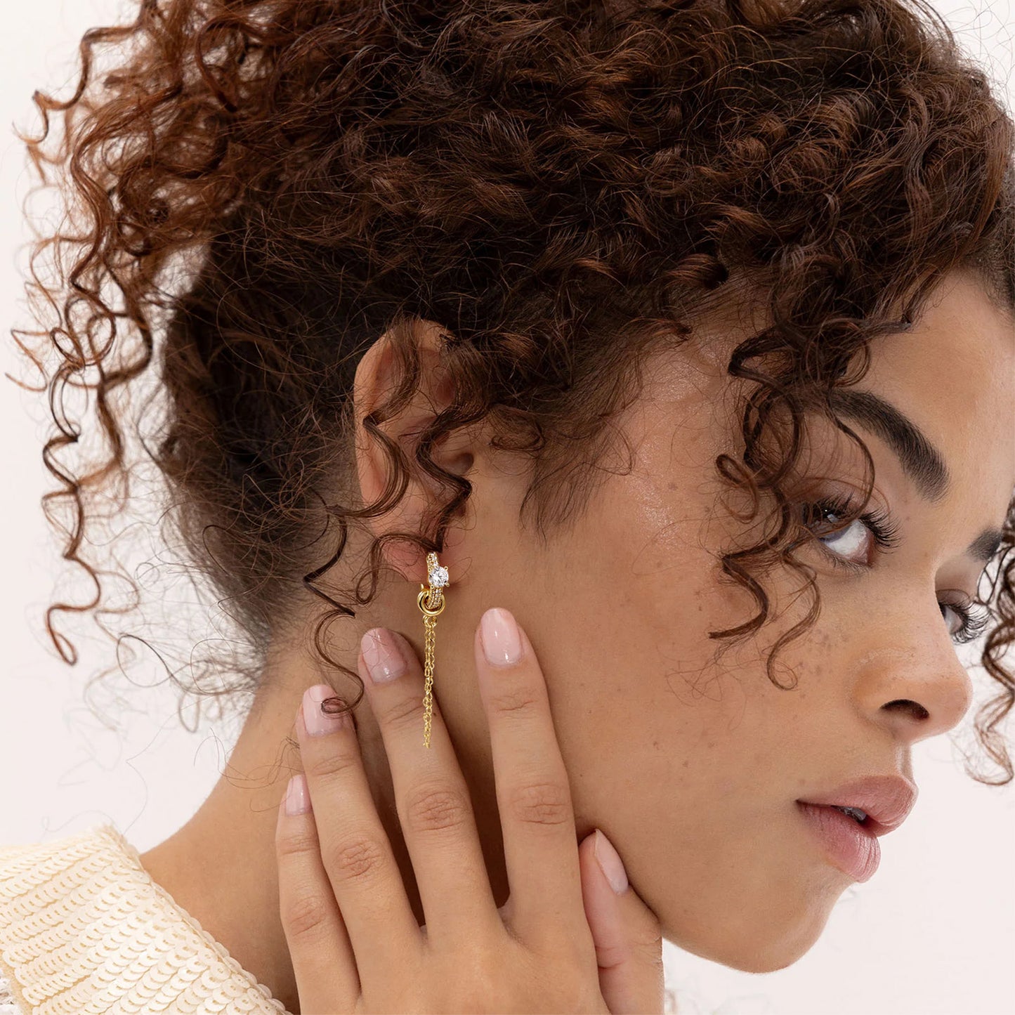 KissYan Single/Double Detachable Multi-Wear Huggie Hoop Chain Earrings