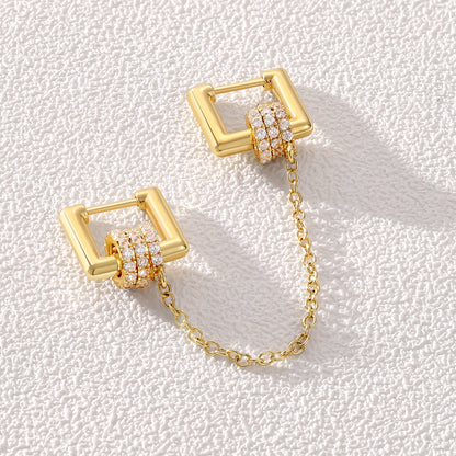 KissYan Single/Double Detachable Multi-Wear Huggie Hoop Chain Earrings