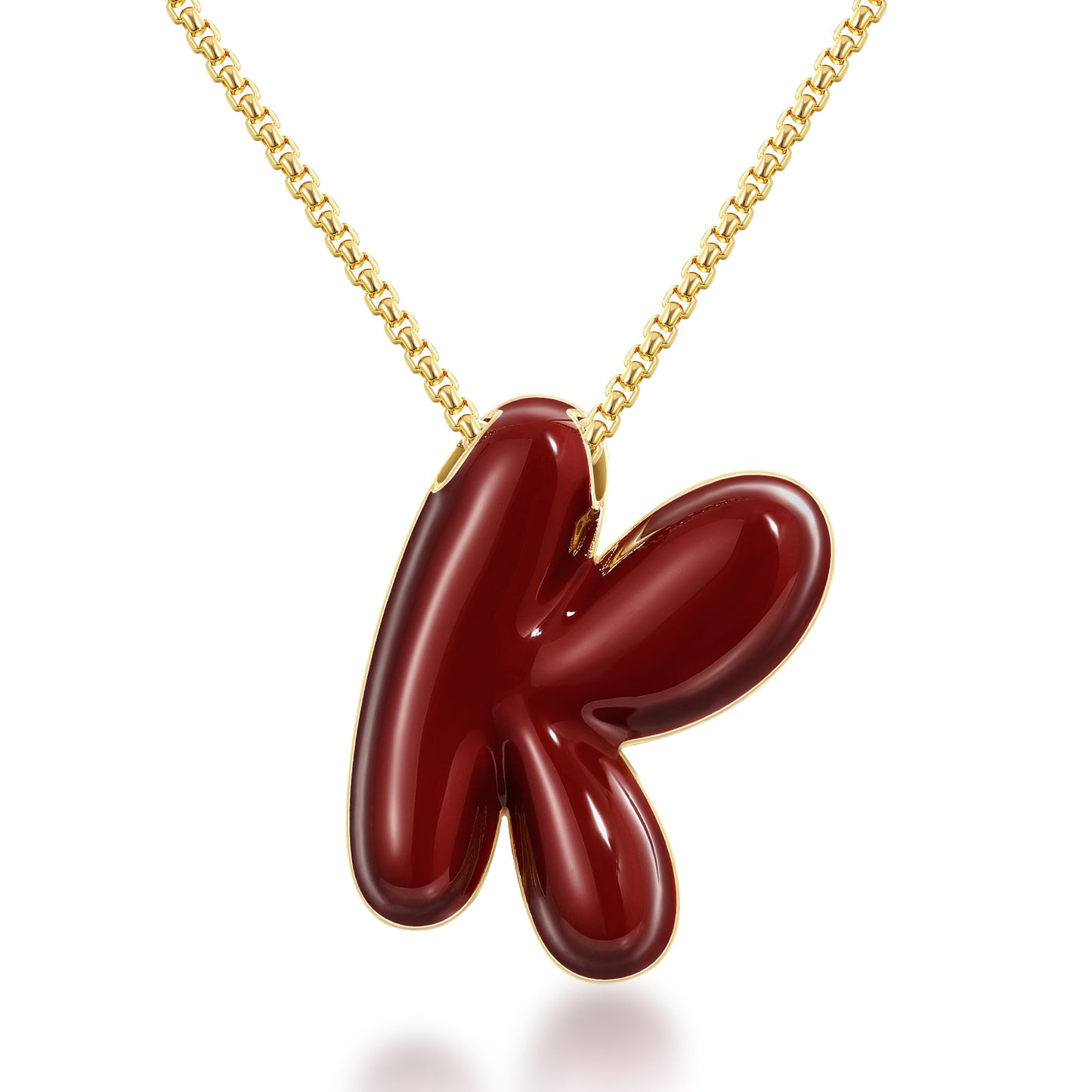 14K Gold Plated Enamel Initial Pendant Letter Necklace