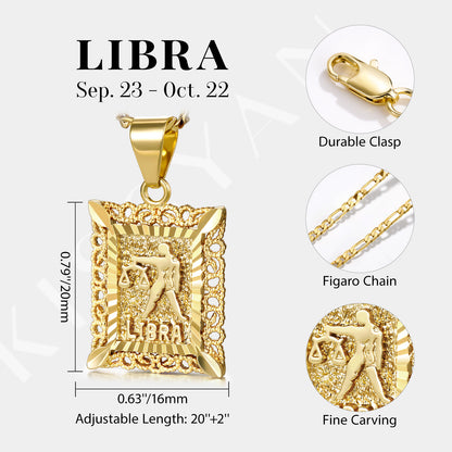 KissYan Zodiac Square Constellation Sign Pendant Necklace