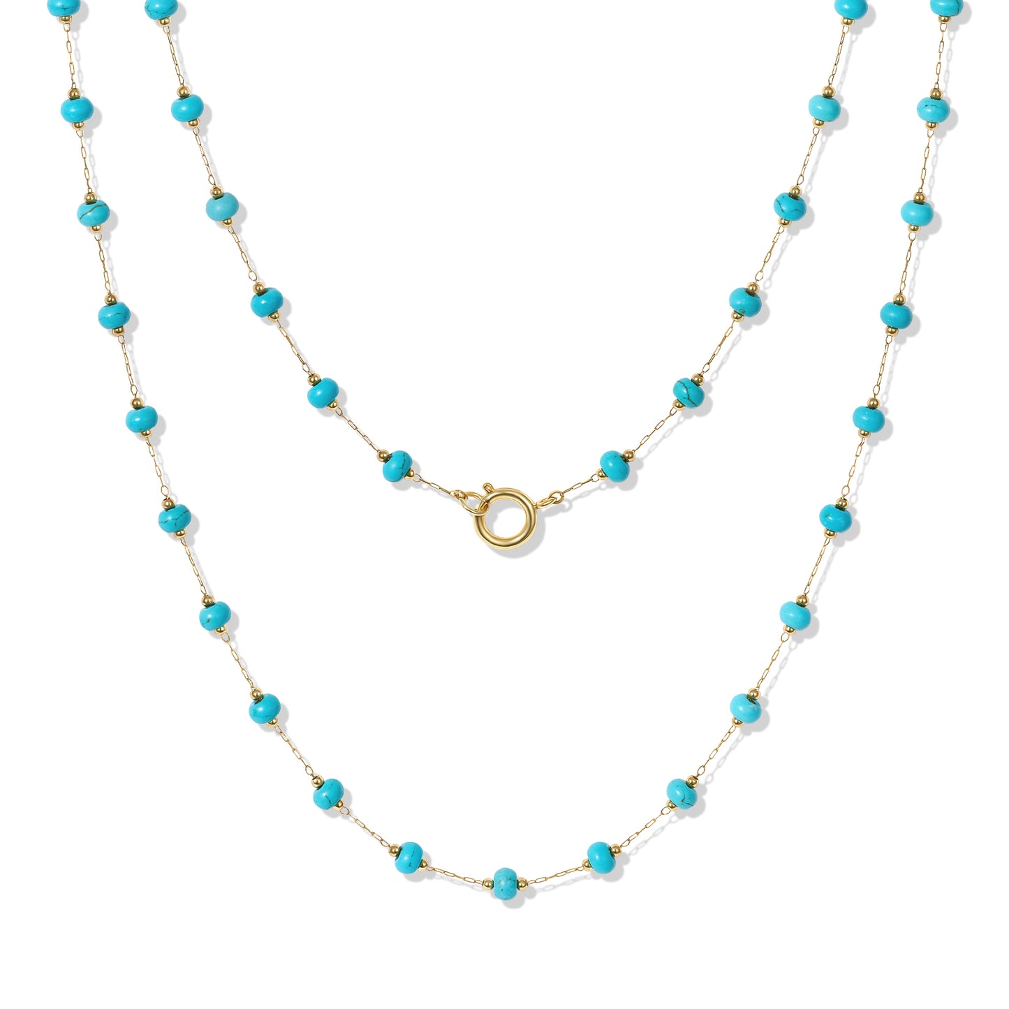 KissYan 14K Gold Plated Turquoise Beaded Boho Layered Choker