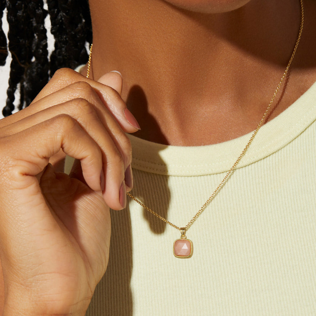 14K Gold Healing Crystal Necklace Natural Energy Stone Pendant Necklace - Rose Quartz