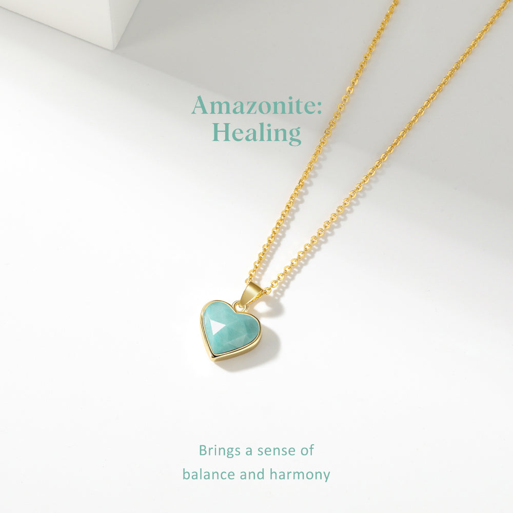 Natural Amazonite Heart Pendant Necklace