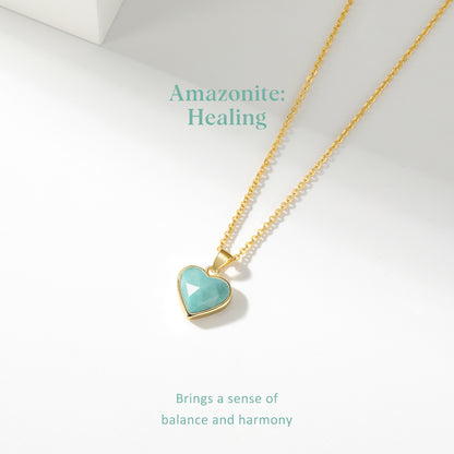 Natural Amazonite Heart Pendant Necklace