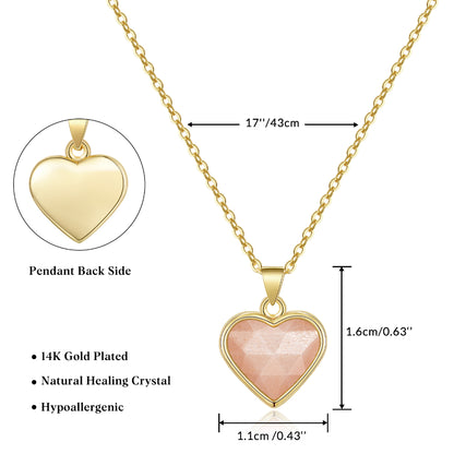 Natural Sunstone Heart Pendant Necklace