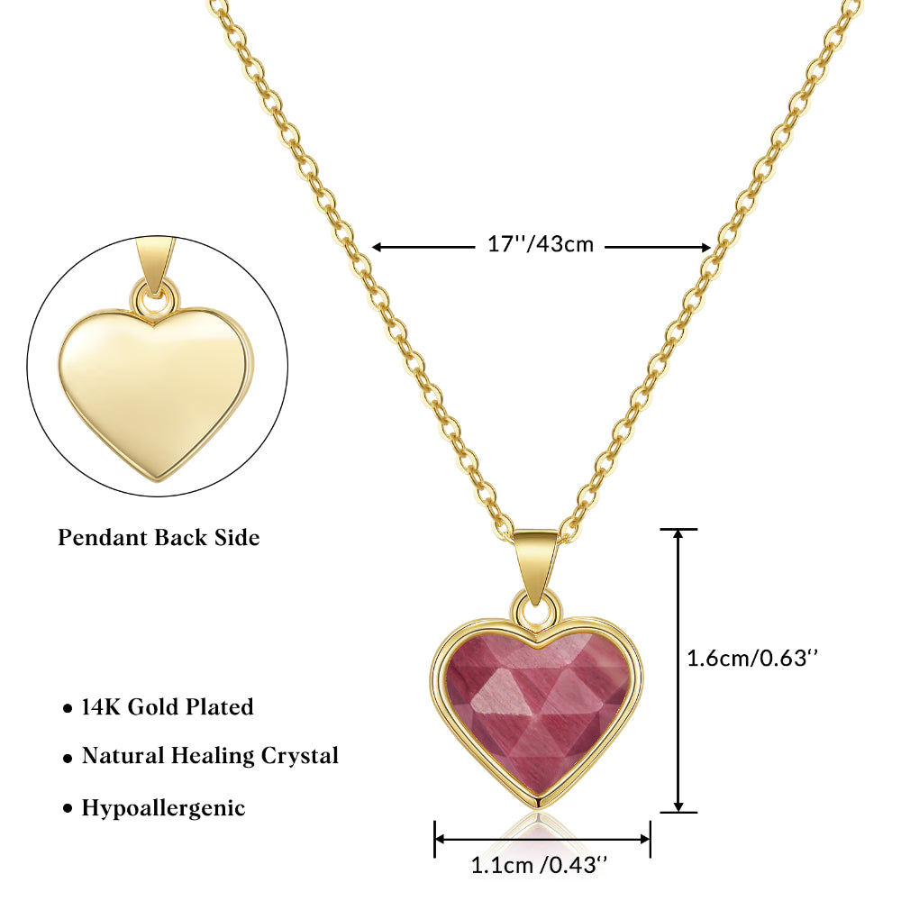 Natural Rhodochrosite Heart Crystal Pendant Necklace