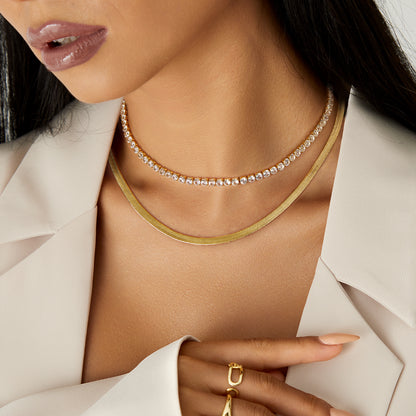 Round CZ Baguette Tennis Chain on display