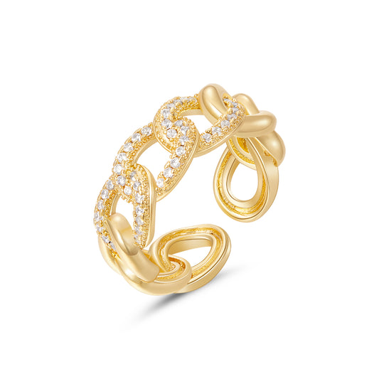 Adjustable Open Chunky Finger Rings-Chain Link