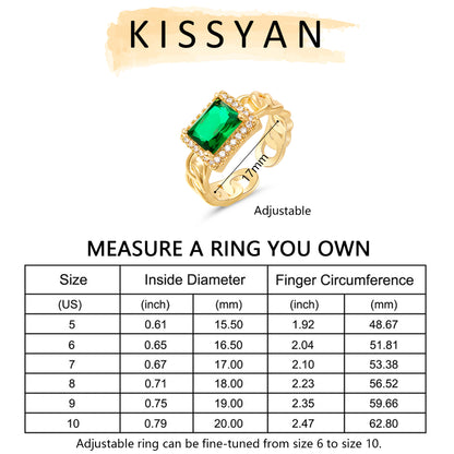 Adjustable Open Chunky Finger Rings-Emerald