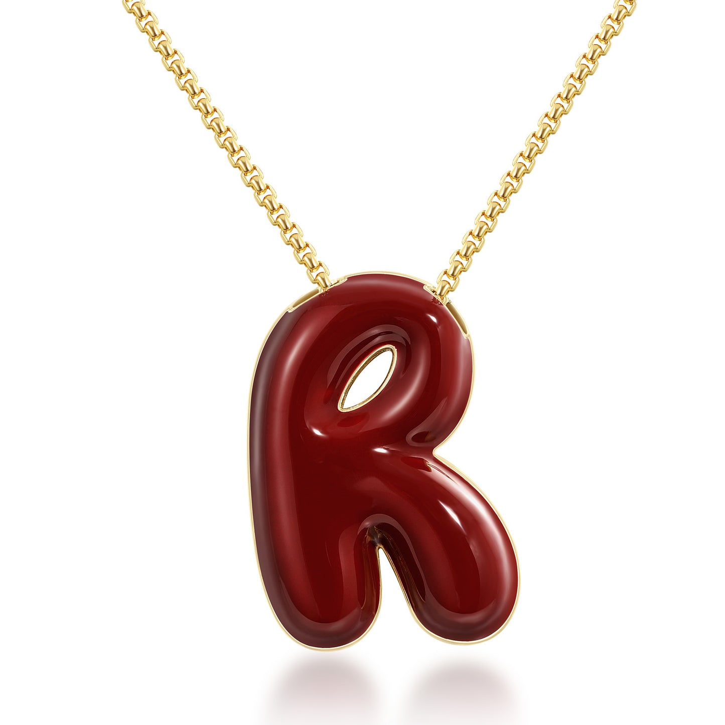 14K Gold Plated Enamel Initial Pendant Letter Necklace