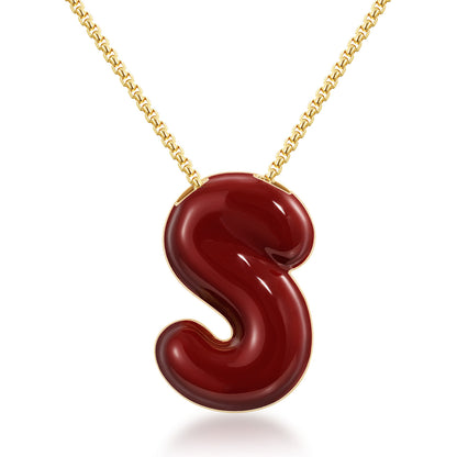 14K Gold Plated Enamel Initial Pendant Letter Necklace