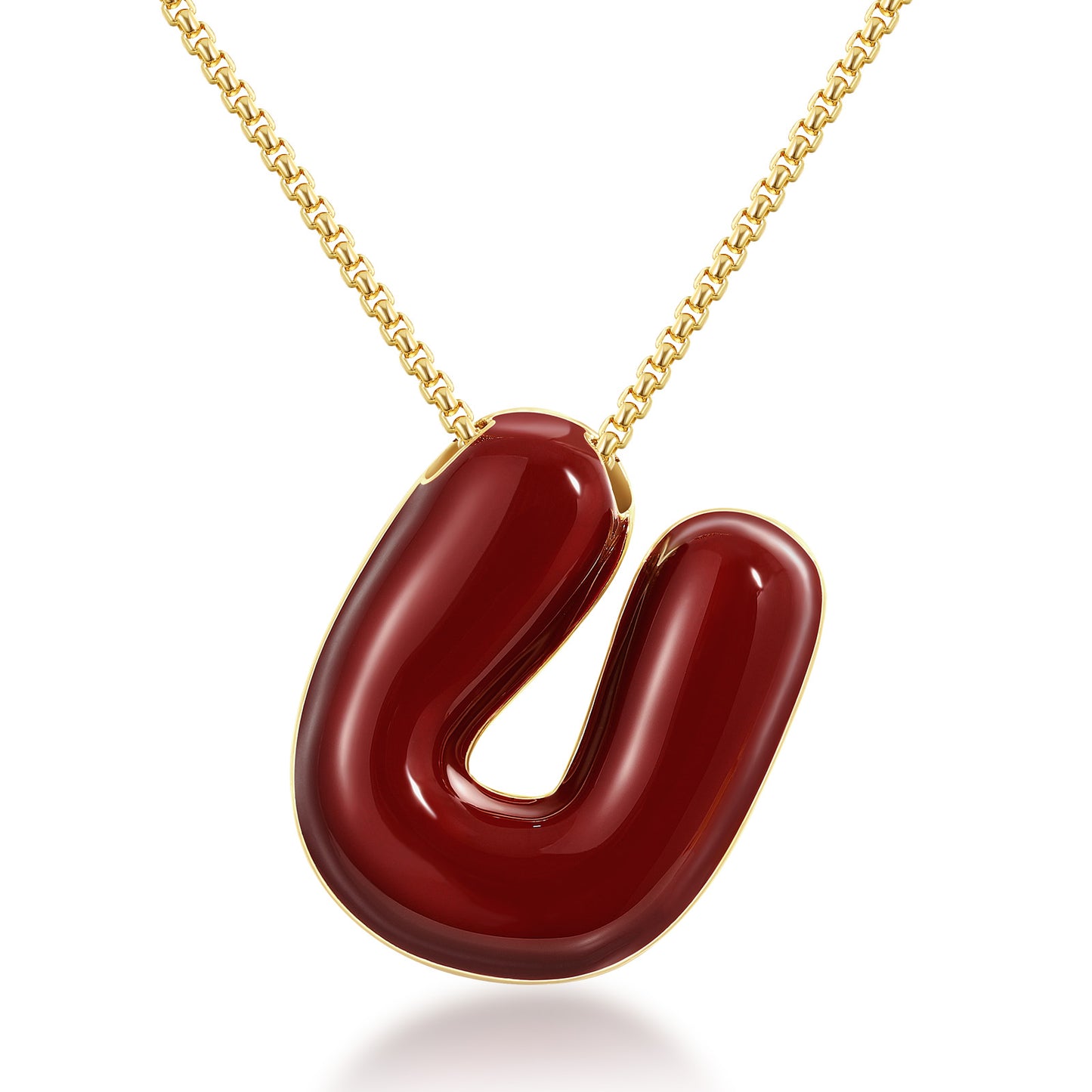 14K Gold Plated Enamel Initial Pendant Letter Necklace