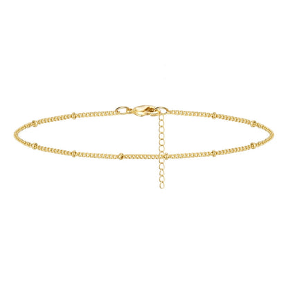 Close-up of Snake Chain on Dainty 14k Gold Ankle Bracelet