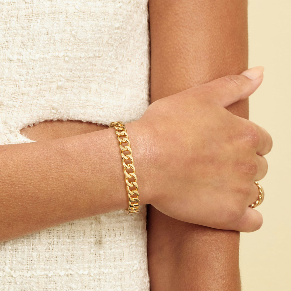 Chic Cuban Cuff Bangle in 14K Gold