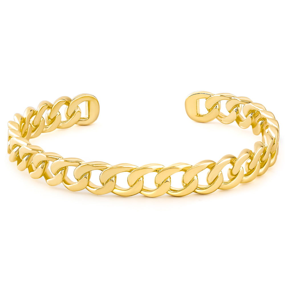 14K Gold Cuban Bangle on White Background