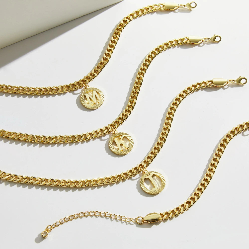 Personalized Cuban Link 14K Gold Plated Anklet for Women