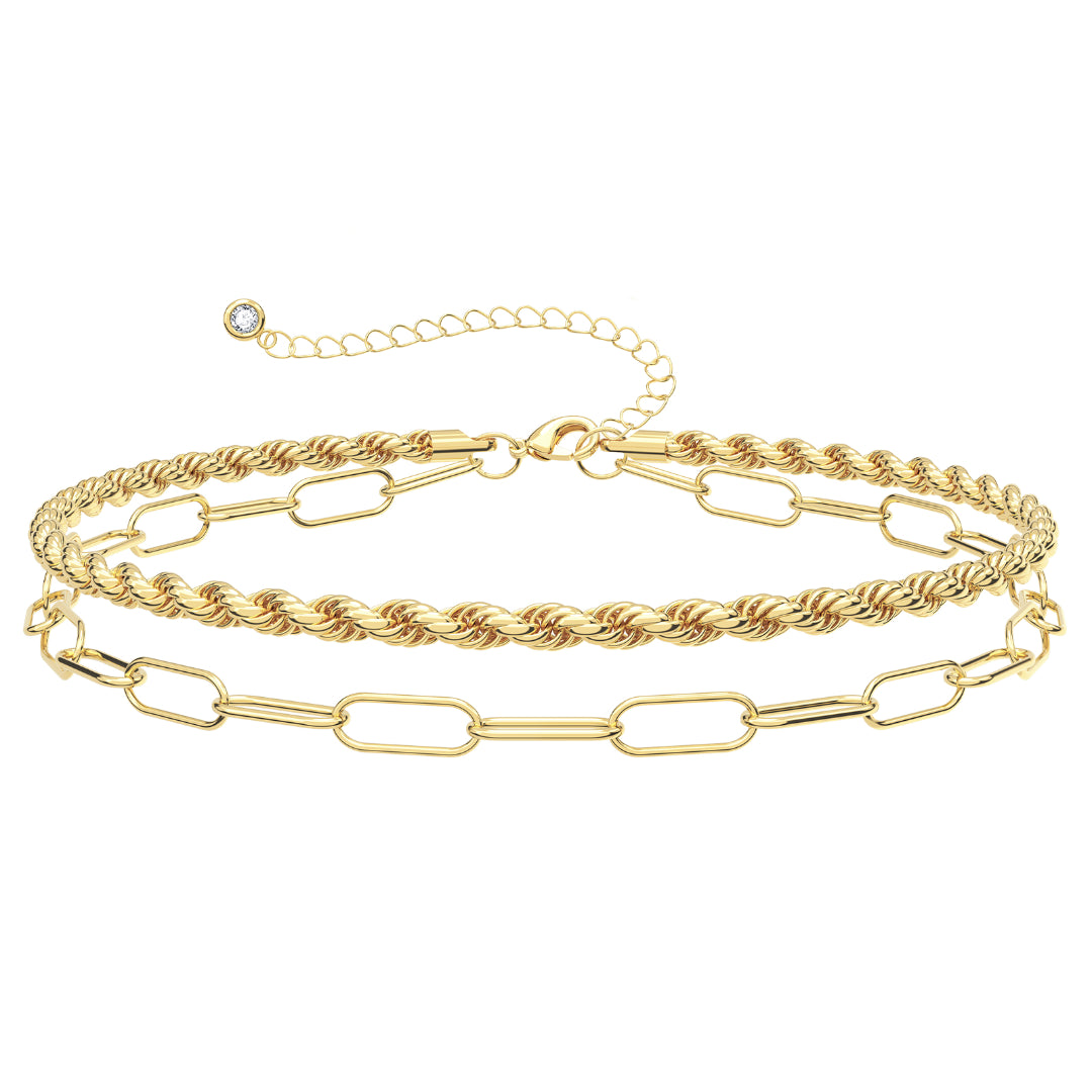 Dainty Layered Paperclip Tiny Pearl Cuban Link Chain Bracelets Set