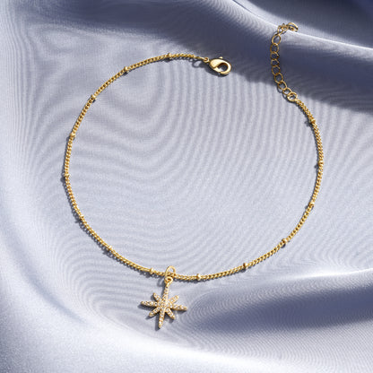 Dainty 14k Gold Plated Adjustable Anklets- Star