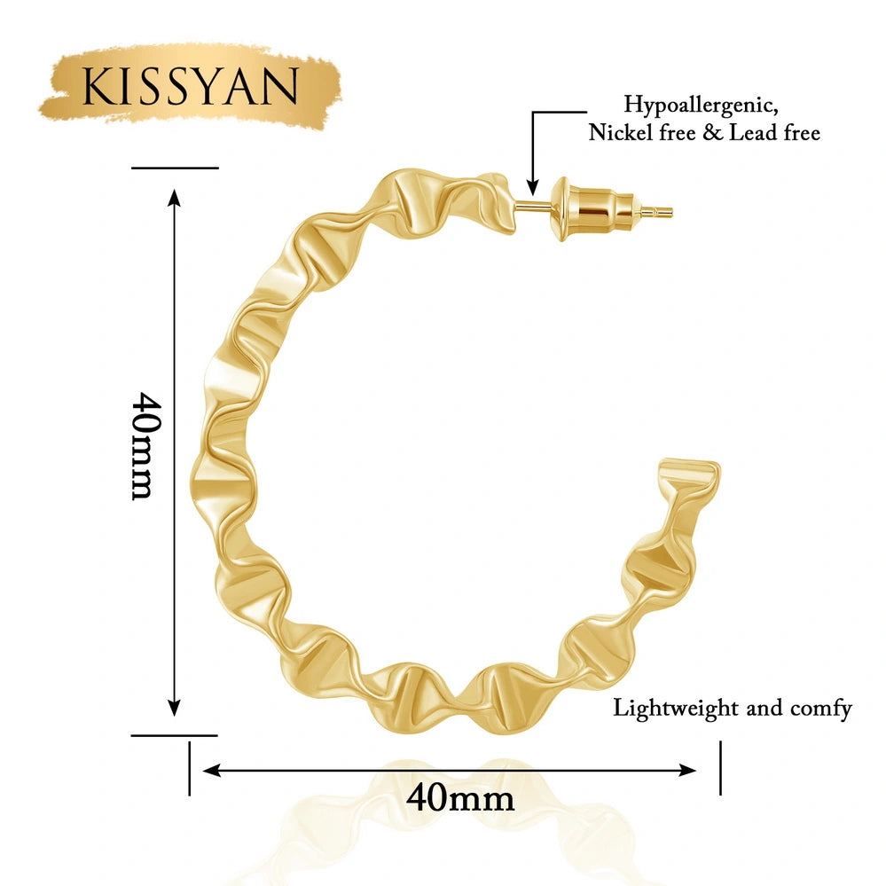 Stylish 14K Gold Geometric Twisted Huggie Hoops Earrings featuring Large Twist Hoop