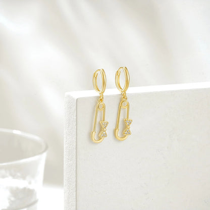 Bold Pin Hoop 14K Gold Earrings for Women and Girls