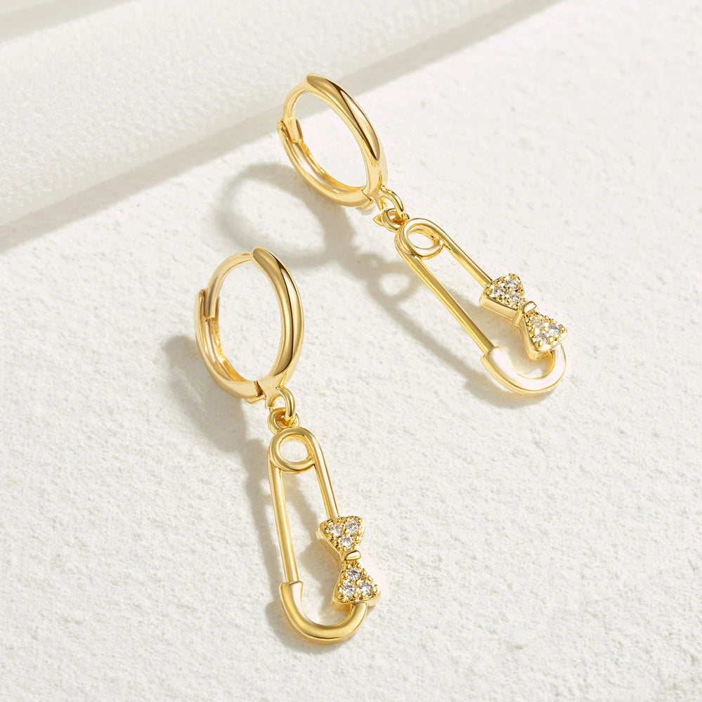 Edgy Pin Hoop Earrings in 14K Gold