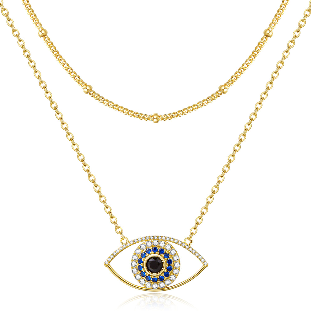 Satellite Chain Necklace with Devil's Eye on a white background