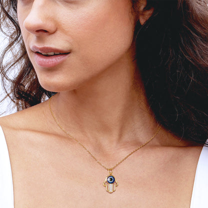 Dainty 14K Gold Layered Evil Eye Necklace with Bergamot Blue Eye and Snake Chain