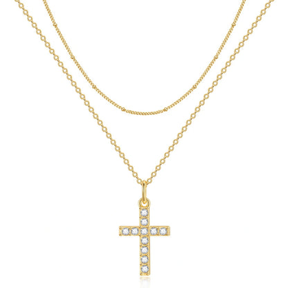 Cross Zircon Layered Necklace